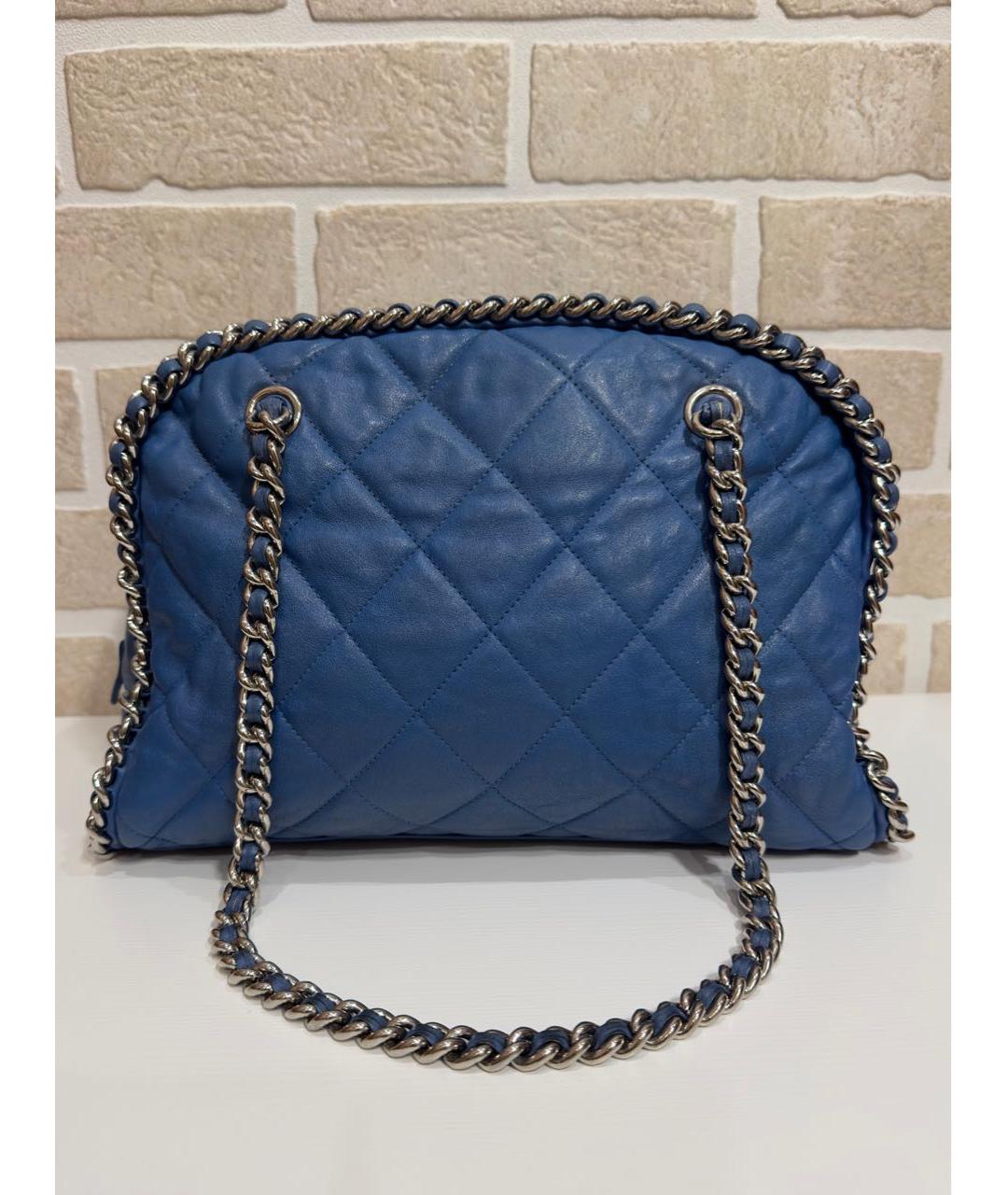 CHANEL Синяя кожаная сумка тоут, фото 5