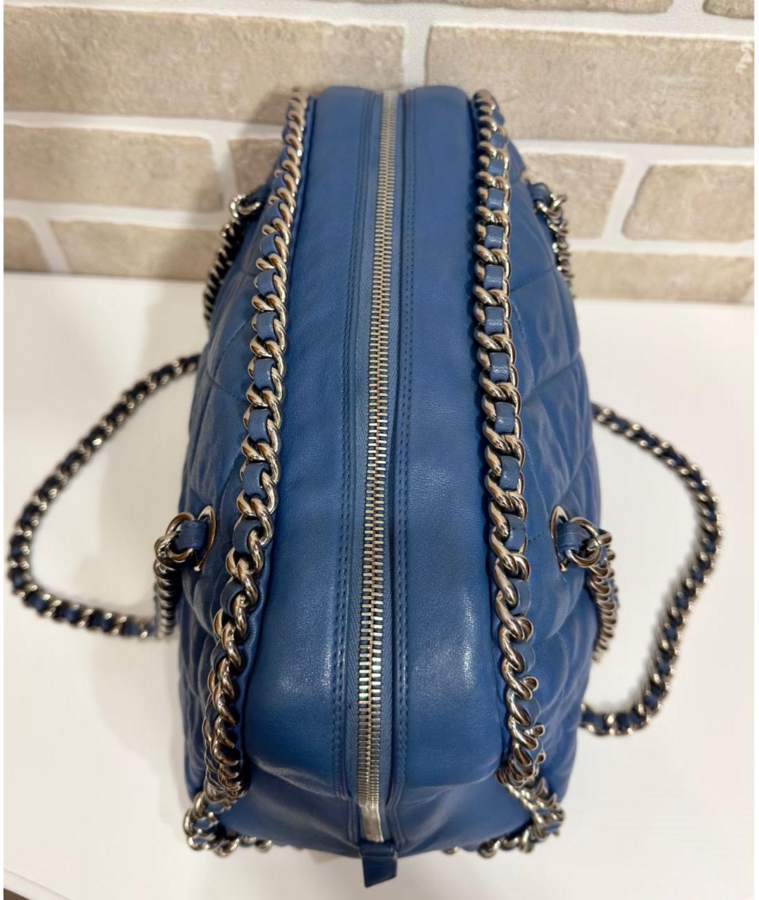 CHANEL Синяя кожаная сумка тоут, фото 6