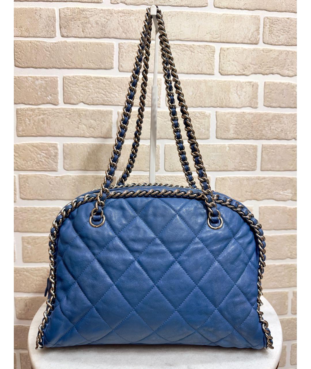 CHANEL Синяя кожаная сумка тоут, фото 10