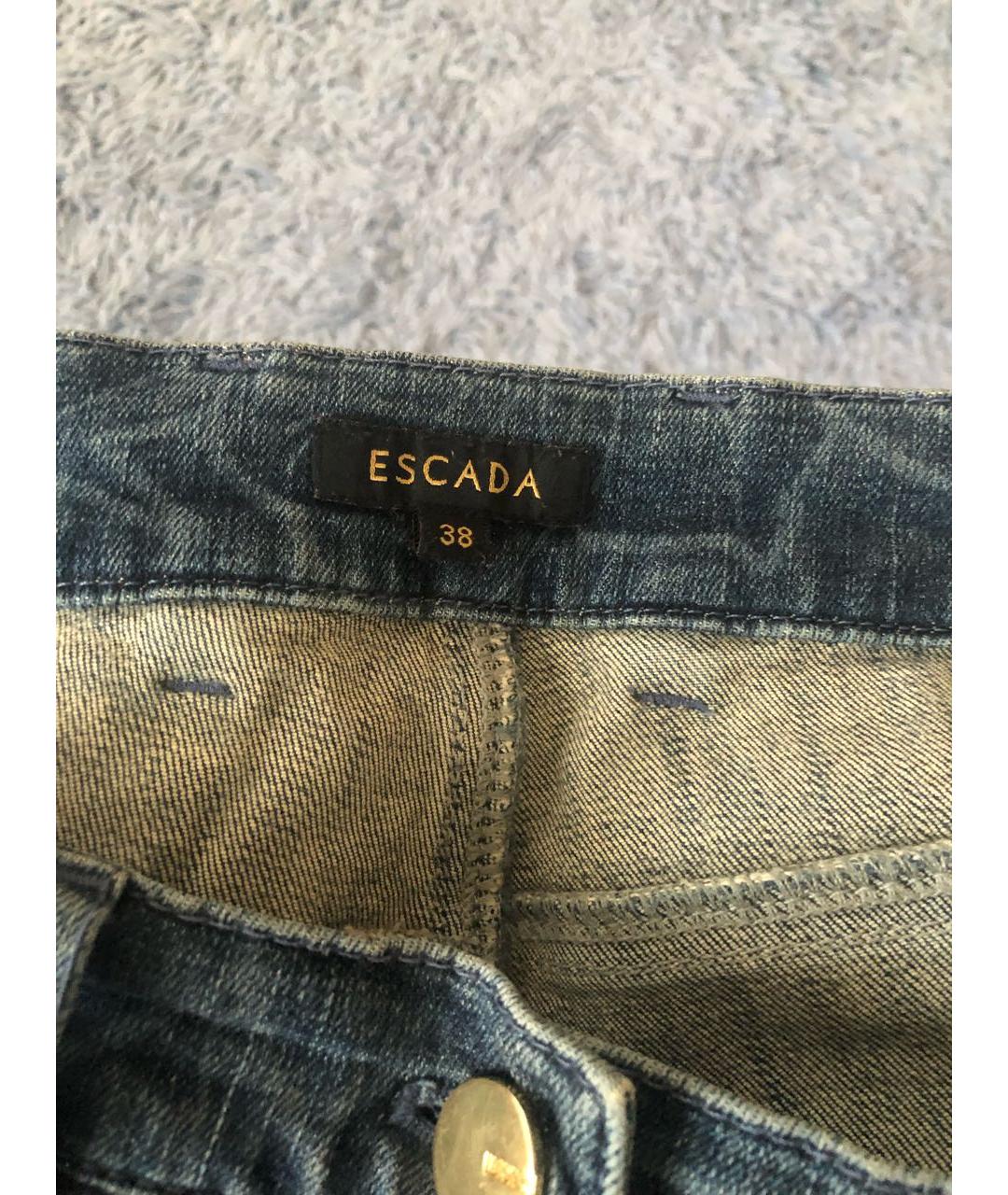 ESCADA Синие хлопко-эластановые прямые джинсы, фото 3