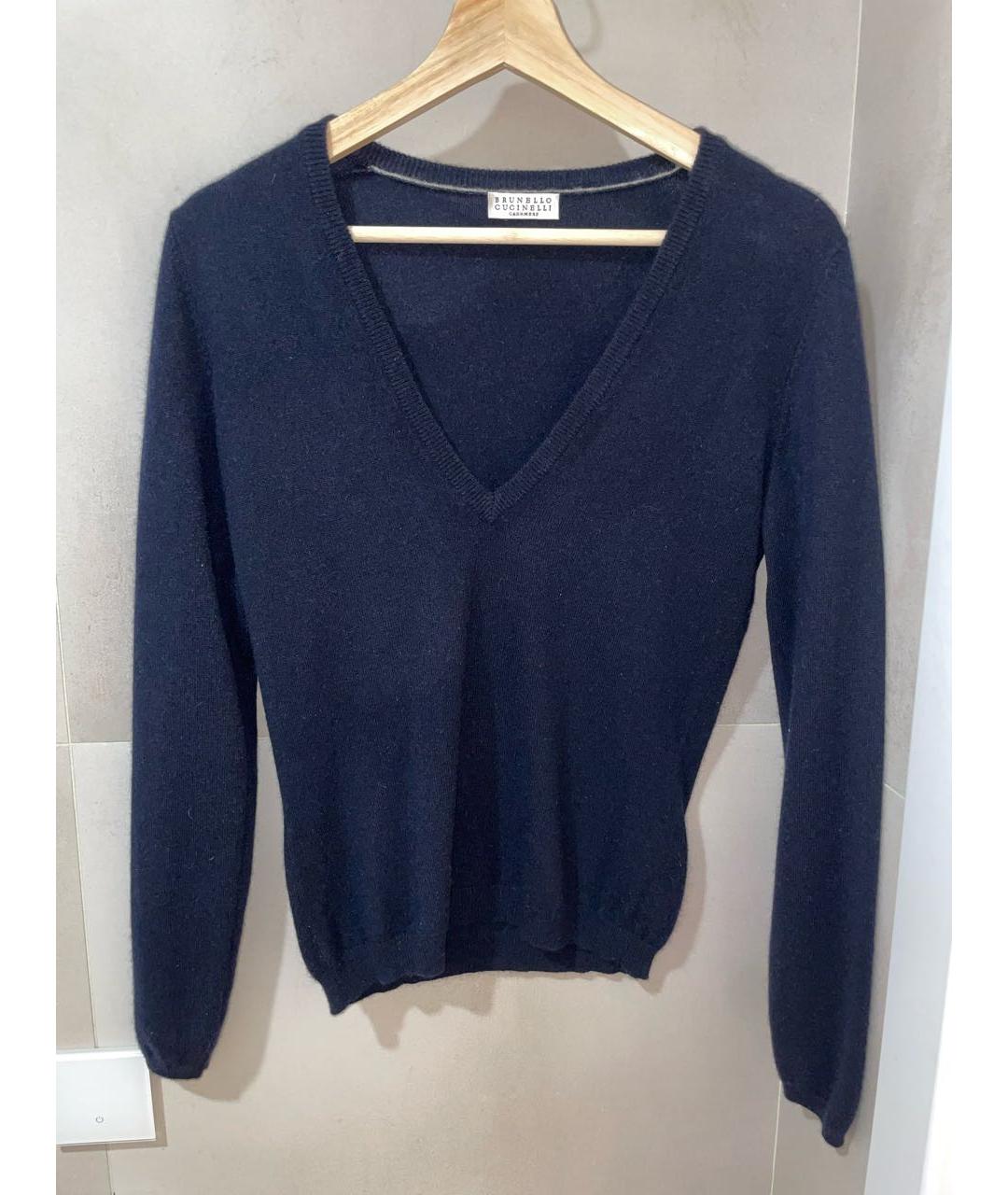 BRUNELLO CUCINELLI Темно-синий кашемировый джемпер / свитер, фото 3