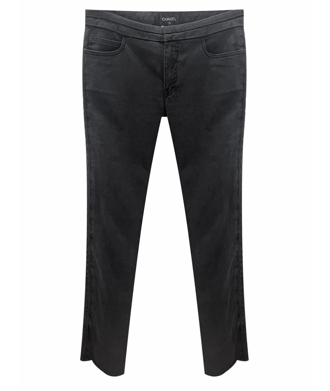 CHANEL Антрацитовые хлопковые прямые джинсы, фото 1