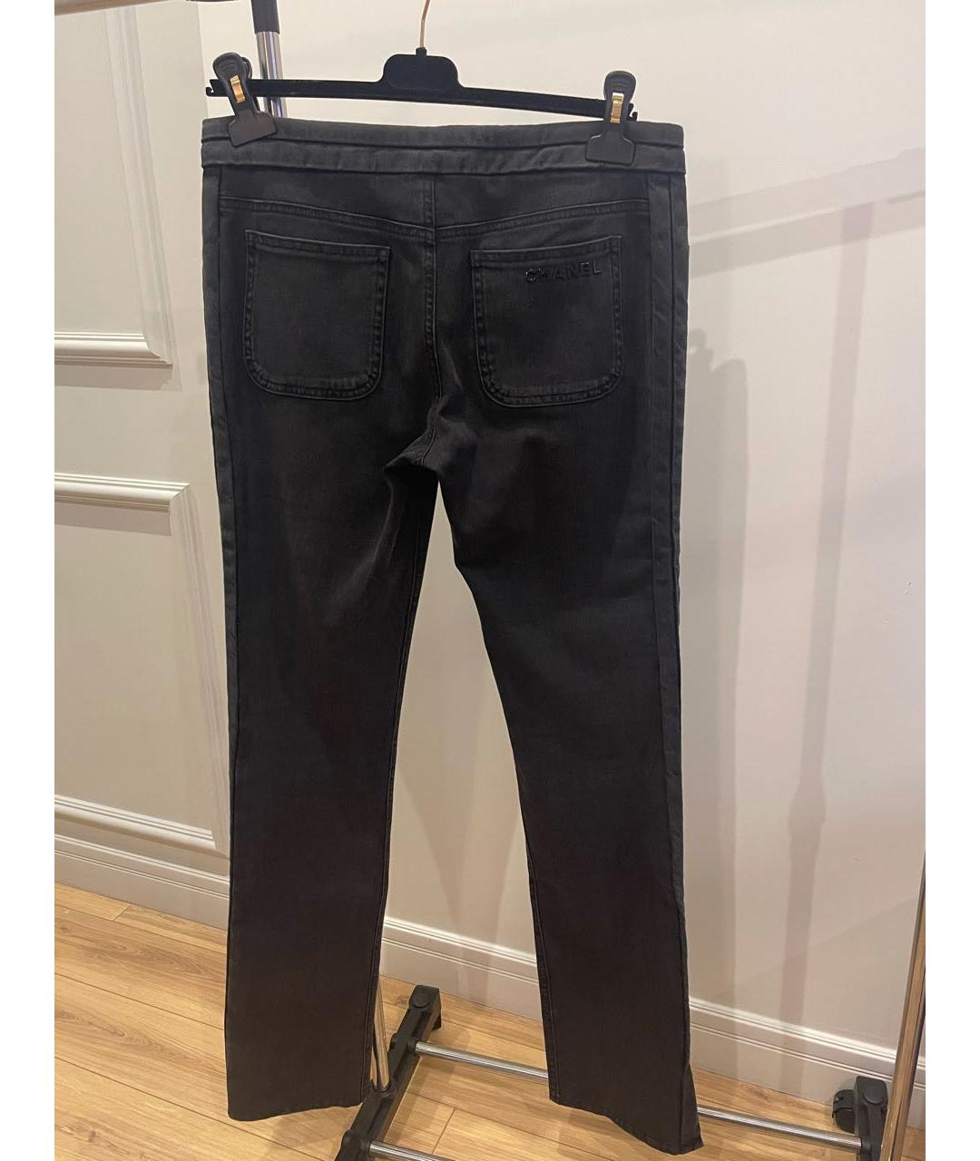 CHANEL Антрацитовые хлопковые прямые джинсы, фото 2