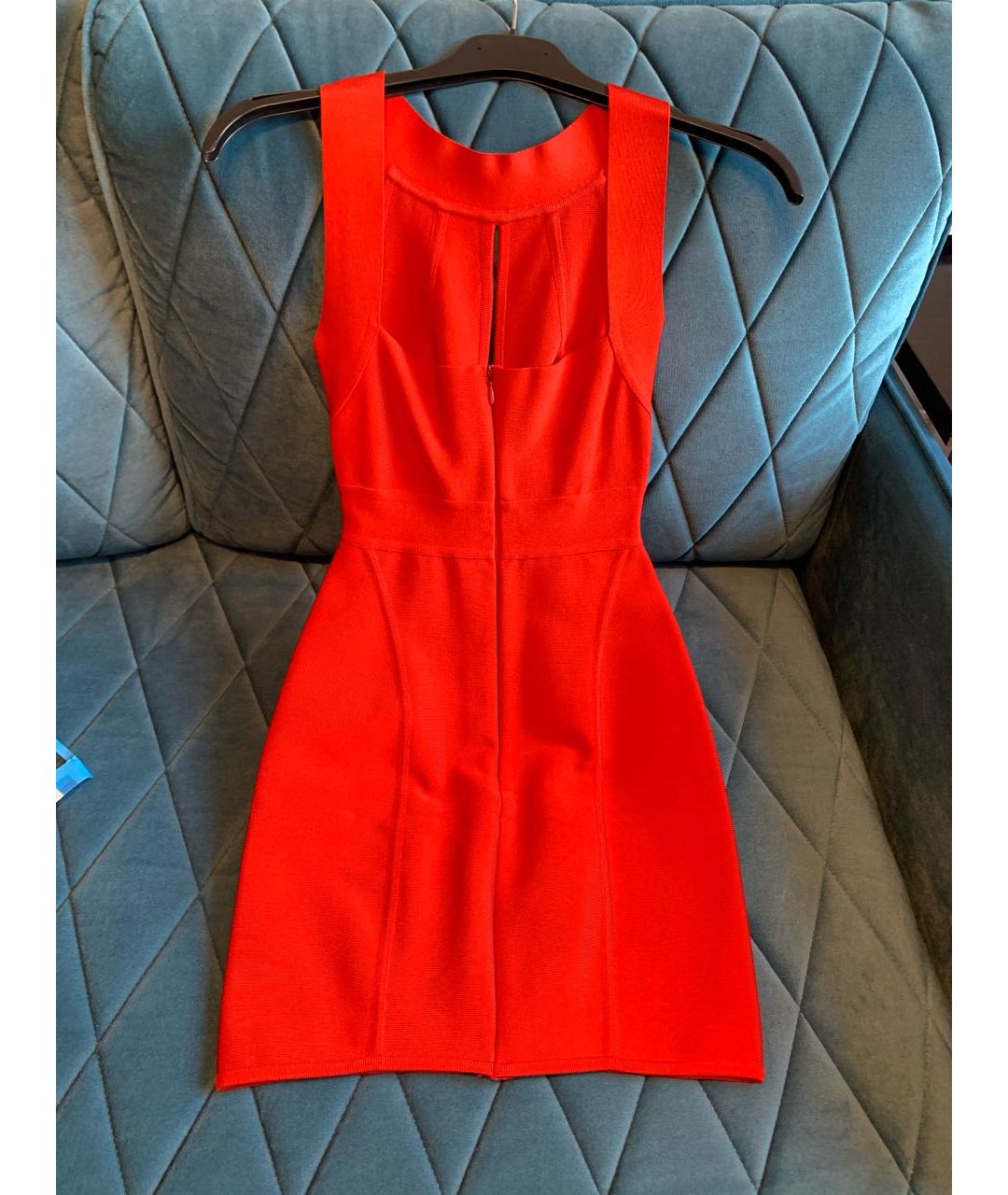 HERVE LEGER Красное вискозное повседневное платье, фото 2