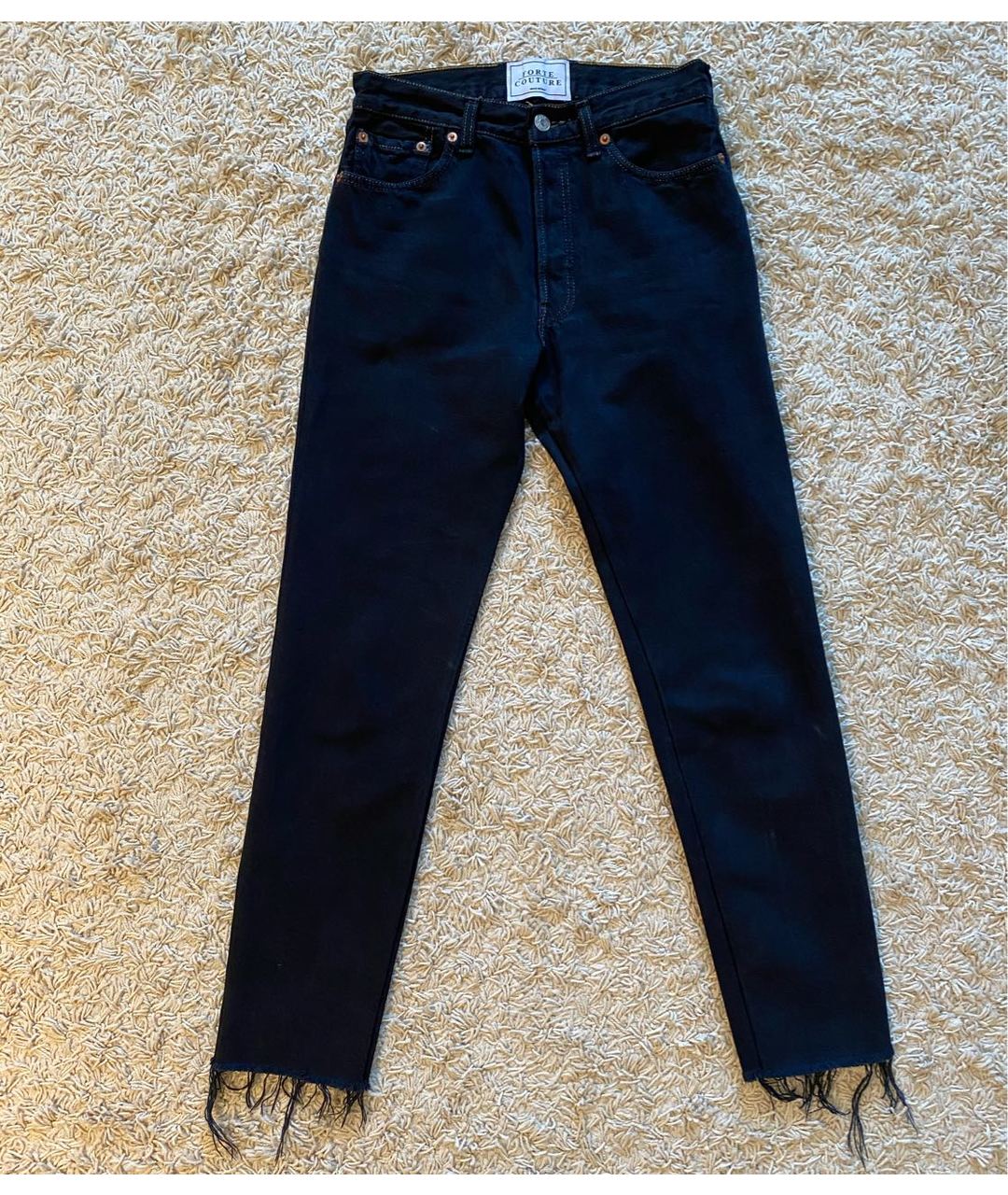 FORTE COUTURE Черные хлопковые джинсы слим, фото 6