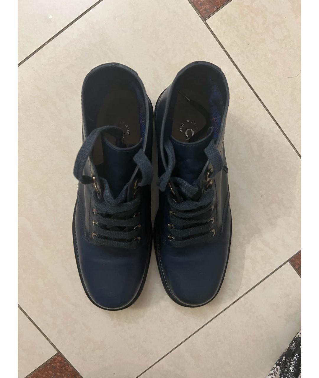 CHANEL PRE-OWNED Синие кожаные ботинки, фото 3