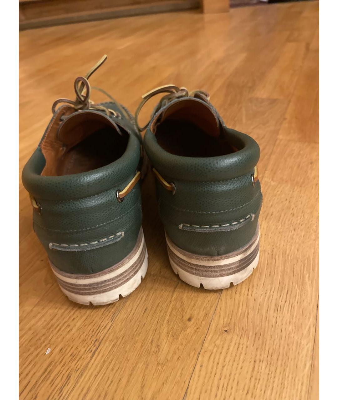 DSQUARED2 Зеленые кожаные низкие ботинки, фото 4