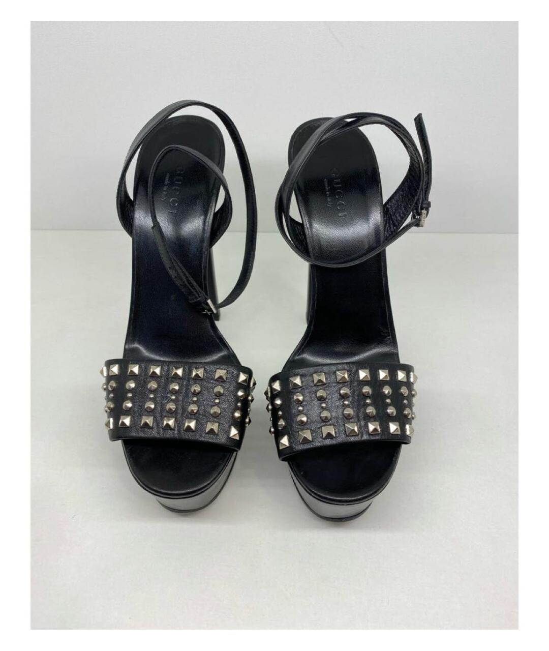 GUCCI Черные кожаные босоножки, фото 2