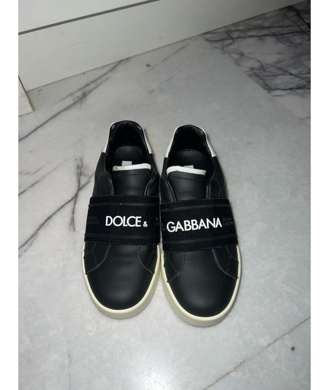 DOLCE & GABBANA KIDS Черные кожаные кеды, фото 3