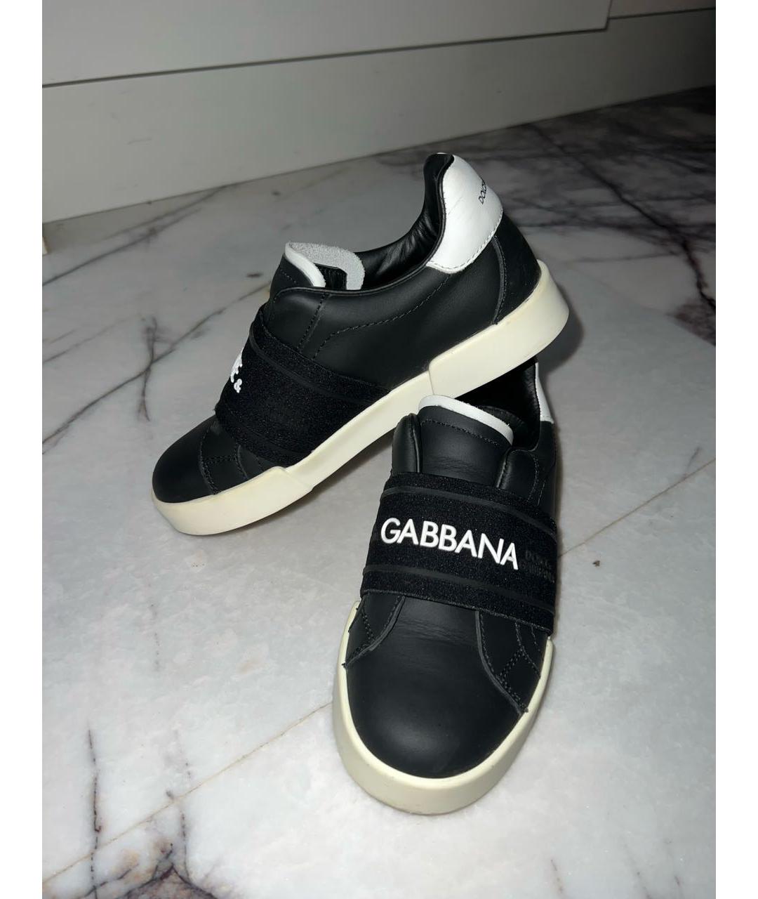 DOLCE & GABBANA KIDS Черные кожаные кеды, фото 5