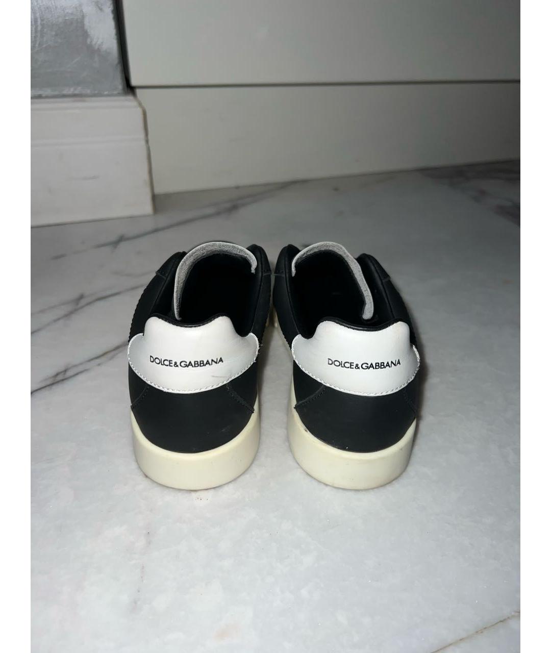 DOLCE & GABBANA KIDS Черные кожаные кеды, фото 4