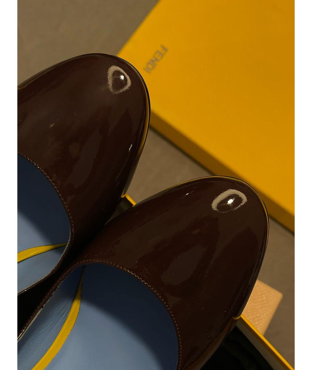 FENDI Коричневые туфли из лакированной кожи, фото 6