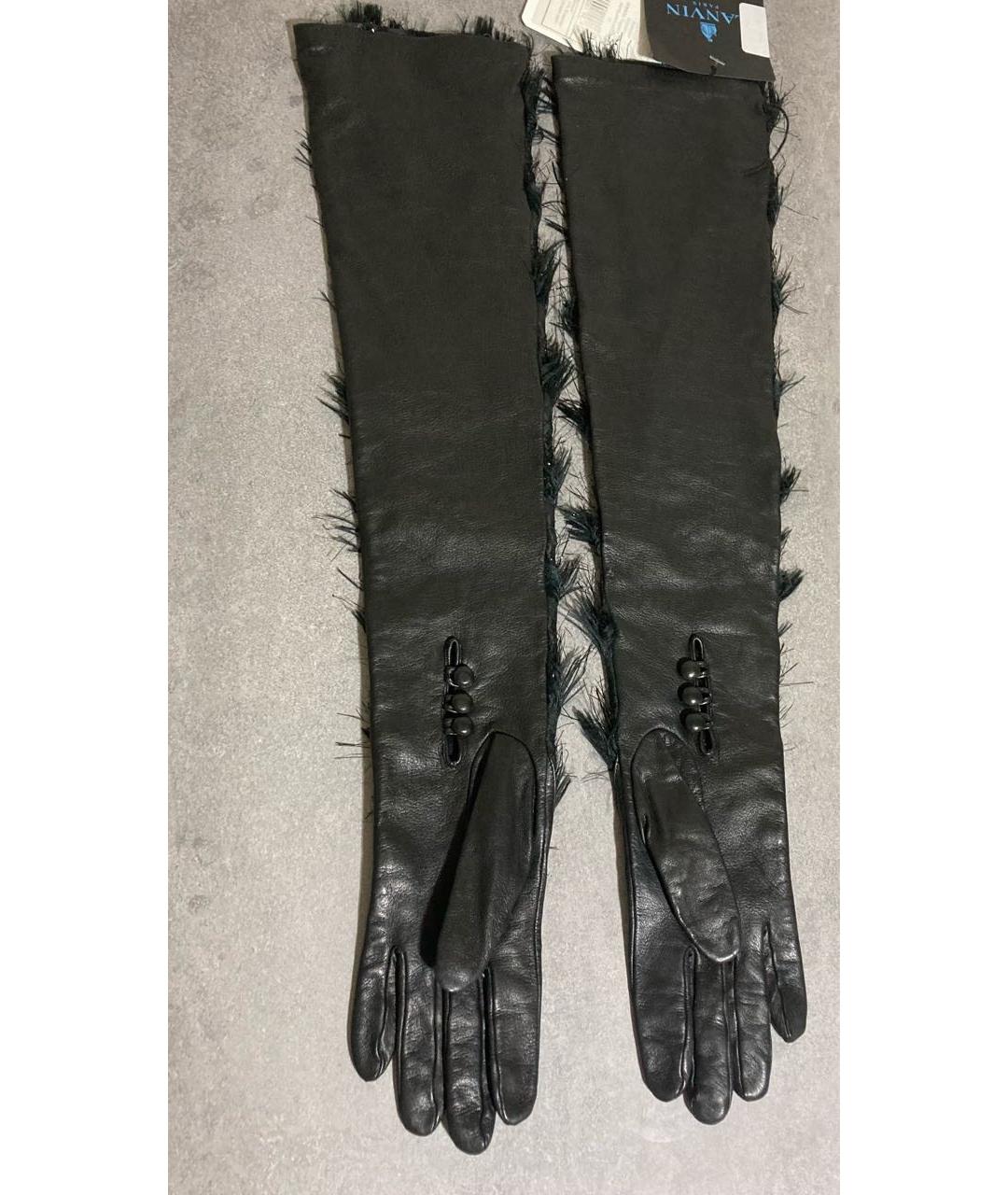 LANVIN Черные кожаные перчатки, фото 6
