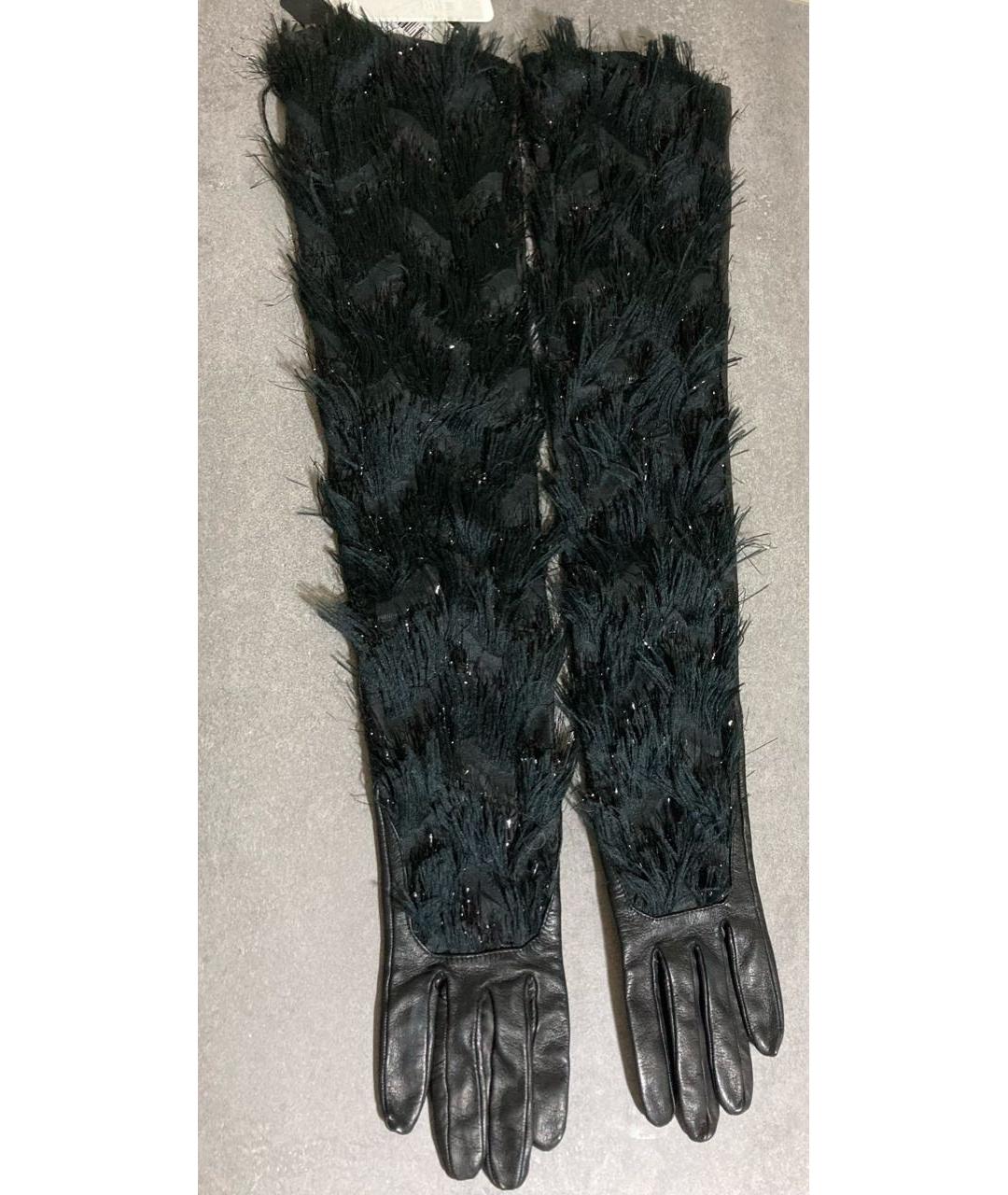 LANVIN Черные кожаные перчатки, фото 7