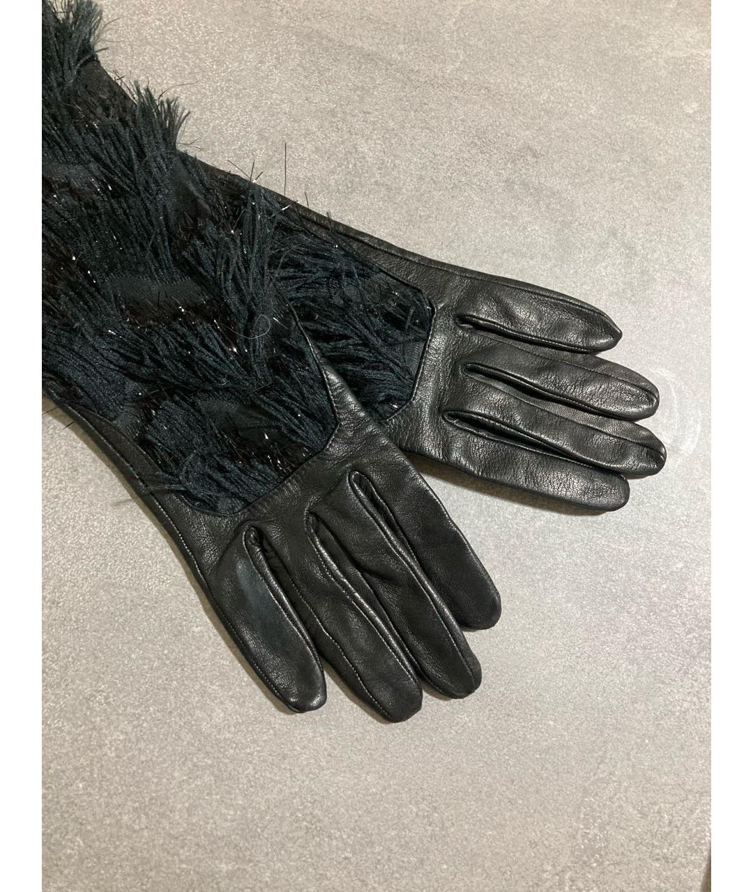 LANVIN Черные кожаные перчатки, фото 8