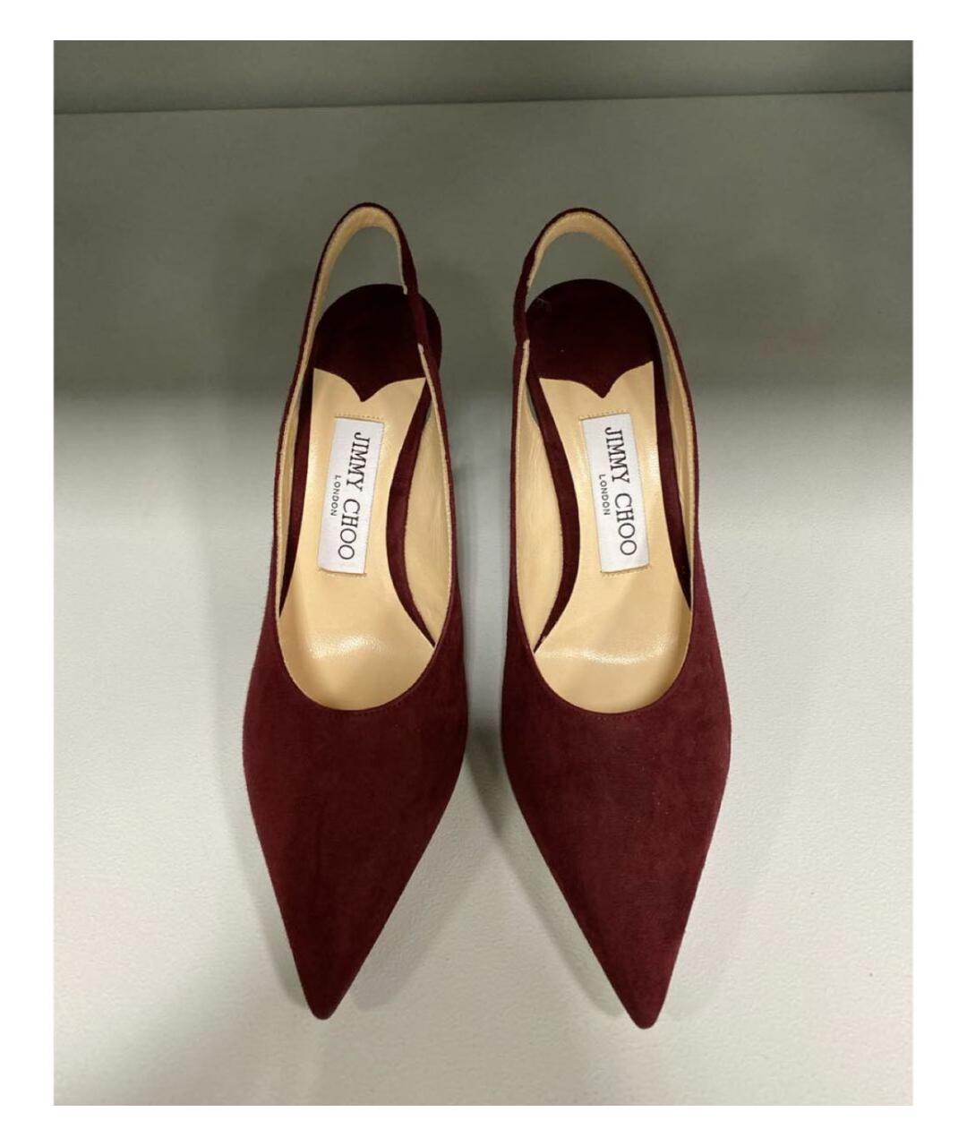 JIMMY CHOO Бордовые замшевые туфли, фото 2