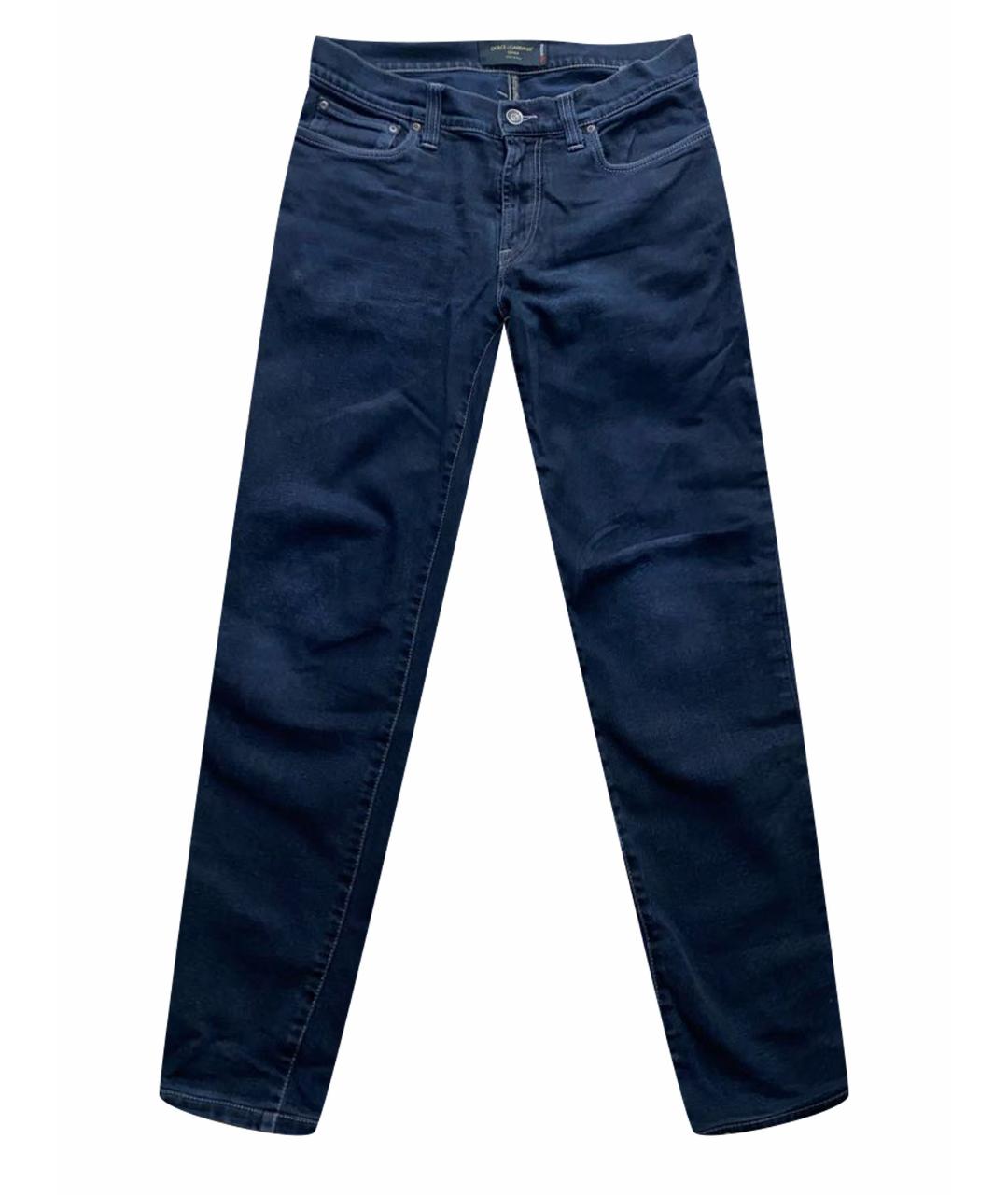 DOLCE&GABBANA Темно-синие хлопко-эластановые джинсы, фото 1