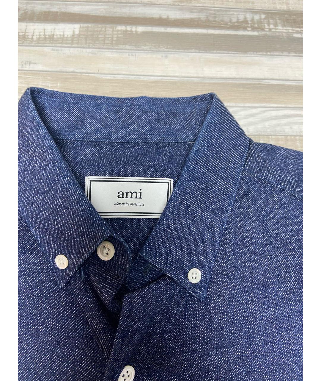 AMI Синяя хлопковая кэжуал рубашка, фото 3