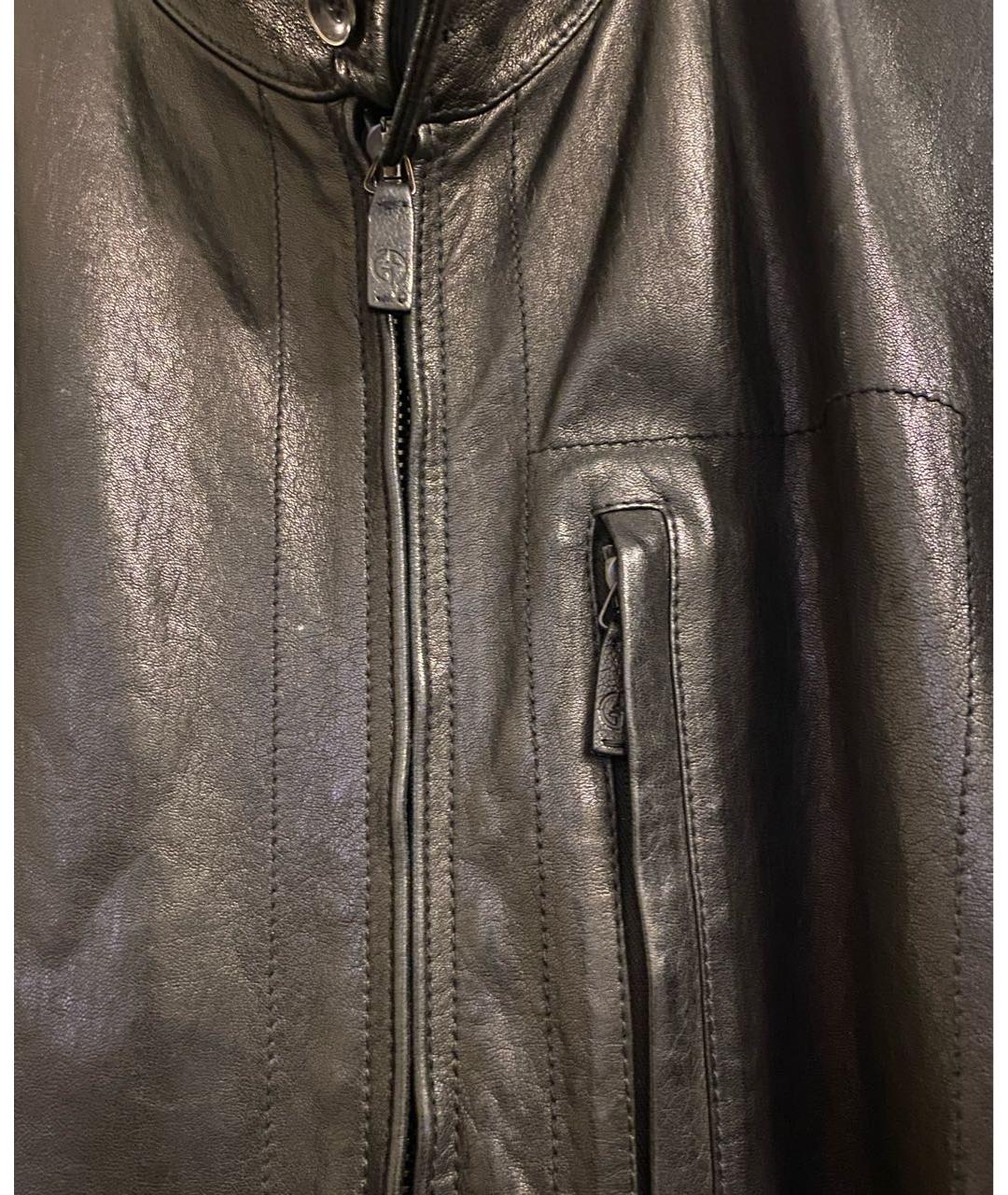 GIORGIO ARMANI Черная кожаная куртка, фото 4