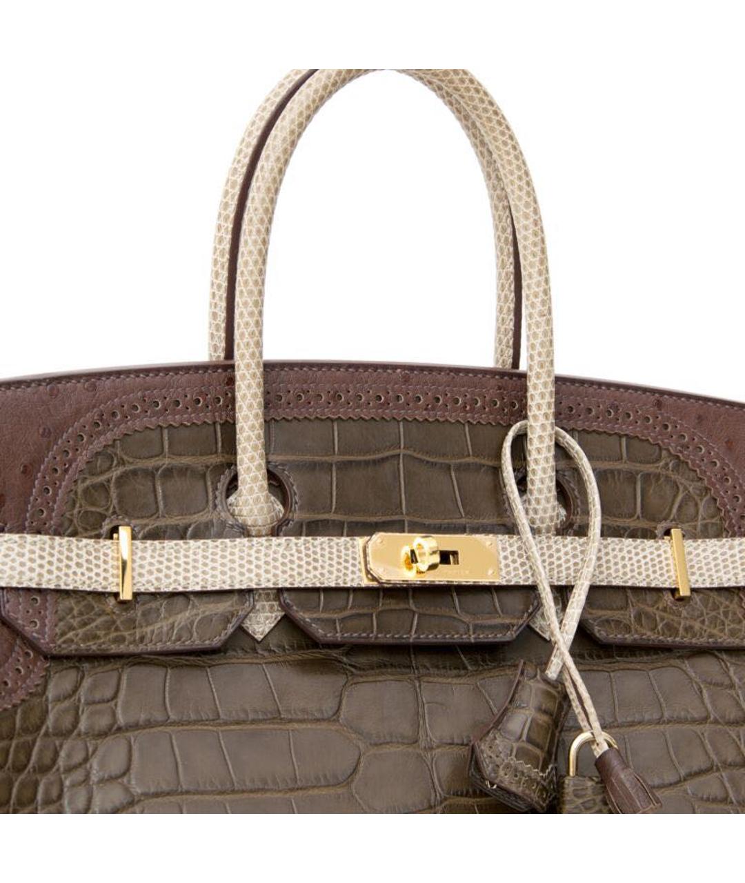 HERMES Коричневая сумка с короткими ручками из экзотической кожи, фото 5