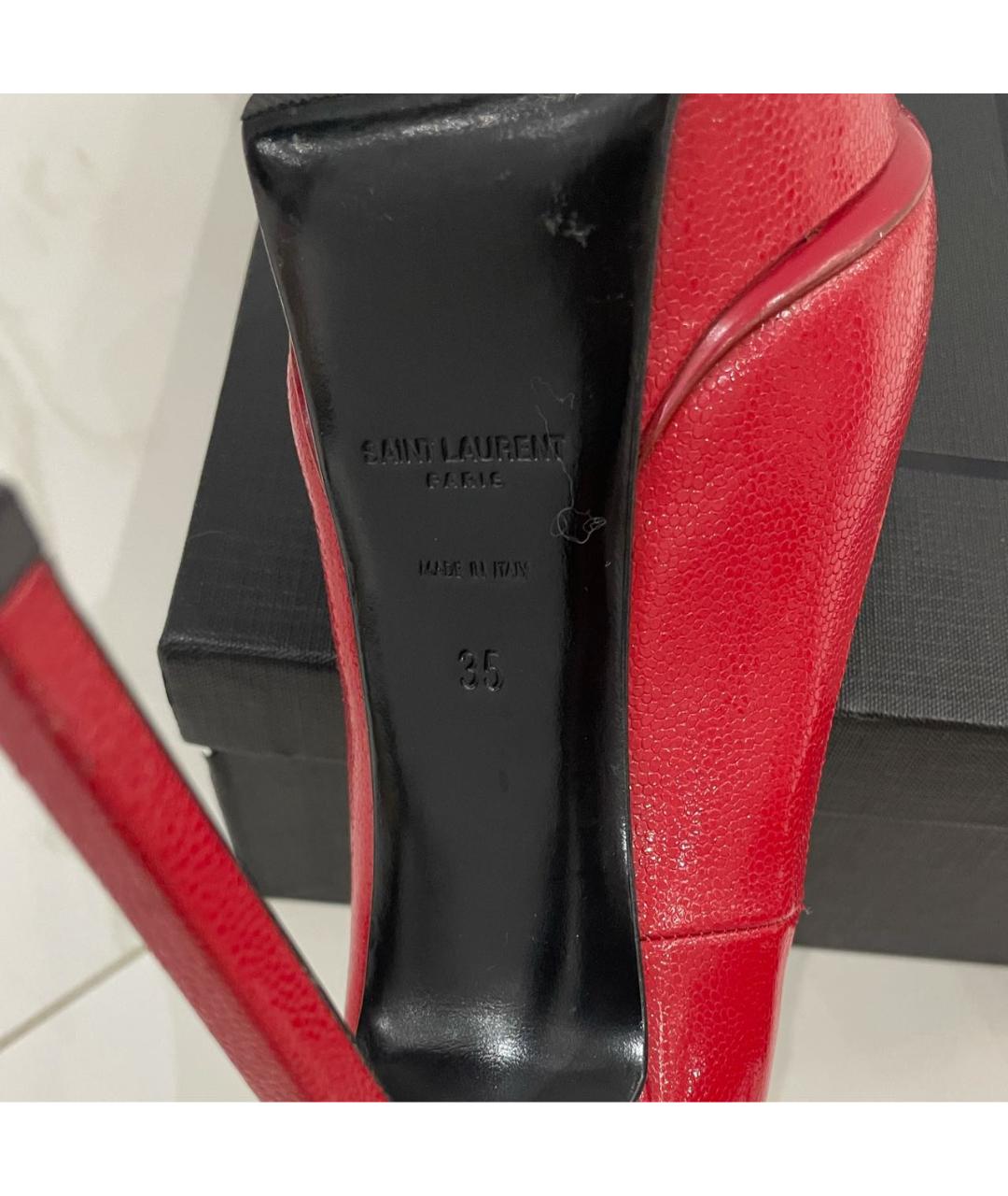 SAINT LAURENT Красные кожаные туфли, фото 4