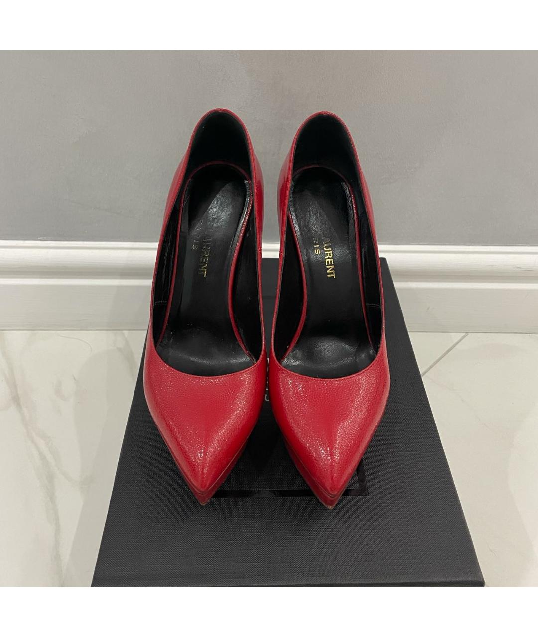 SAINT LAURENT Красные кожаные туфли, фото 3