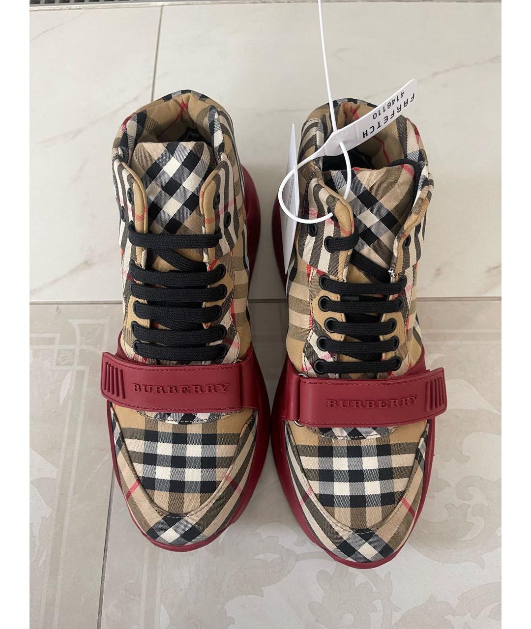 BURBERRY Мульти текстильные высокие кроссовки / кеды, фото 2