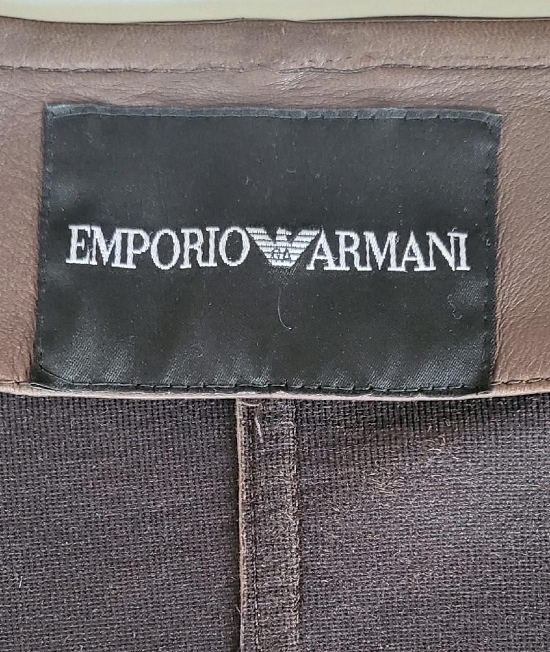 EMPORIO ARMANI Коричневый кожаный жакет/пиджак, фото 5