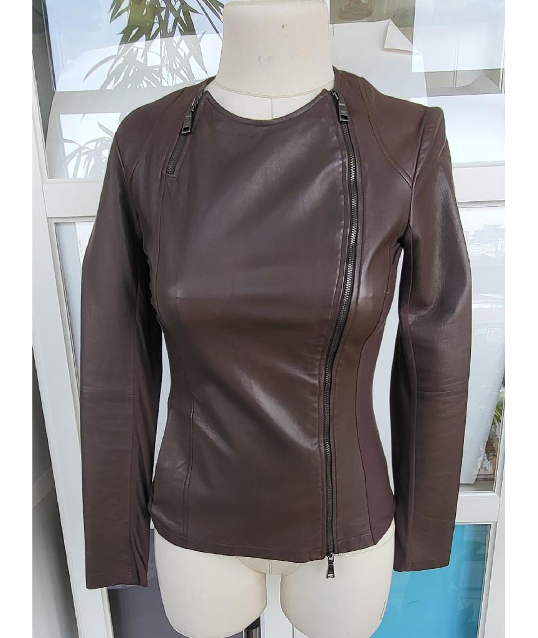 EMPORIO ARMANI Коричневый кожаный жакет/пиджак, фото 6