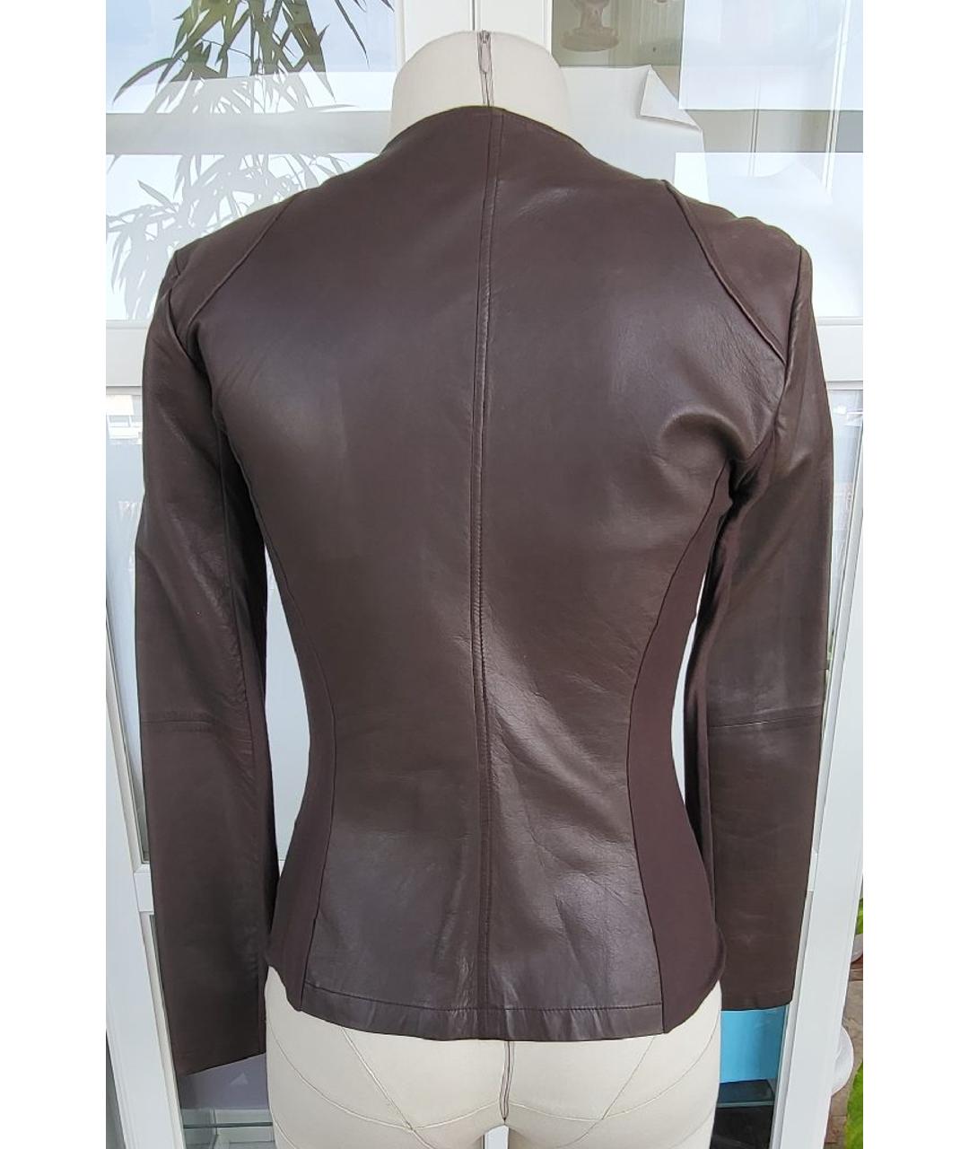 EMPORIO ARMANI Коричневый кожаный жакет/пиджак, фото 2