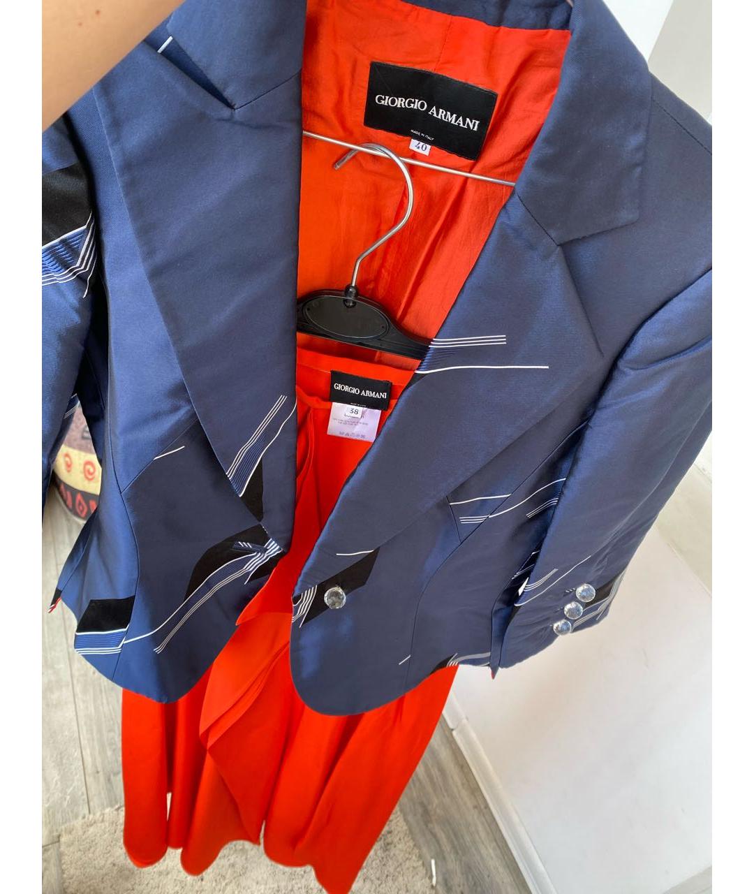 GIORGIO ARMANI VINTAGE Синий шелковый жакет/пиджак, фото 3