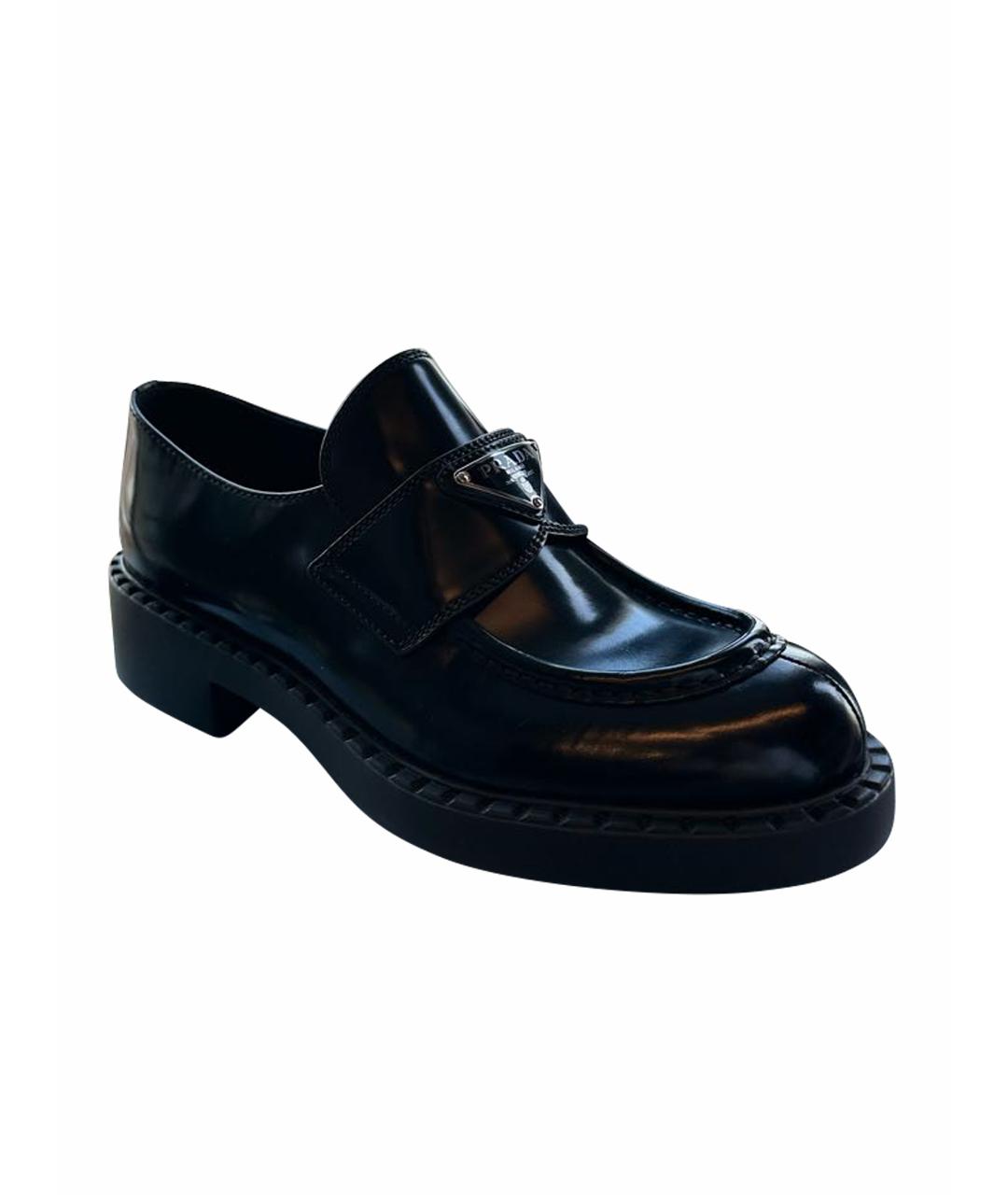 PRADA Черные кожаные лоферы, фото 1