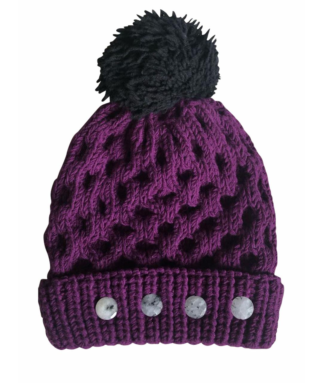 0711 Фиолетовая шерстяная шапка, фото 1