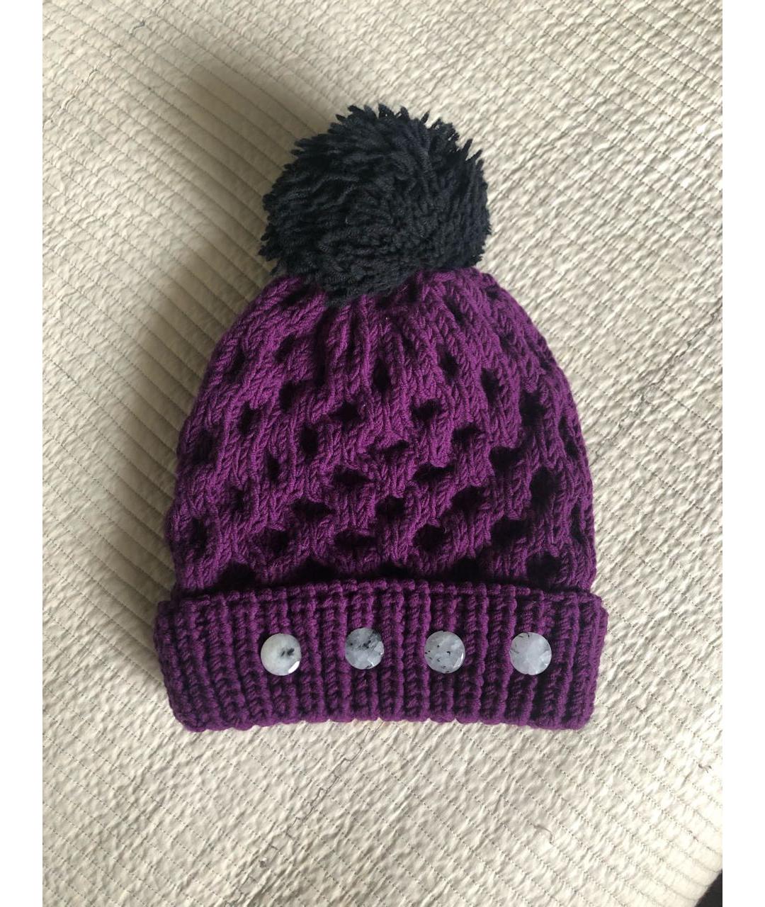 0711 Фиолетовая шерстяная шапка, фото 5