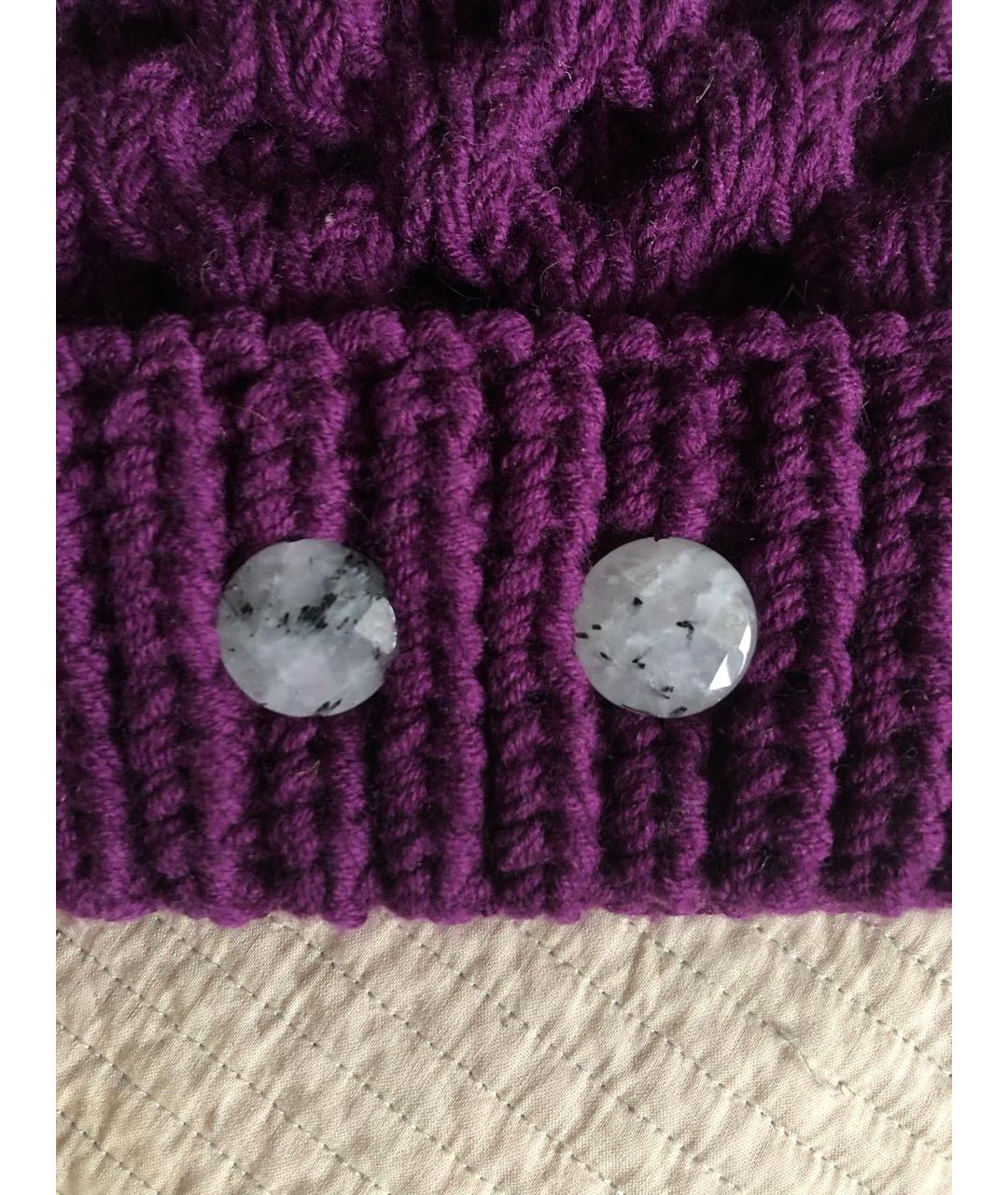0711 Фиолетовая шерстяная шапка, фото 2