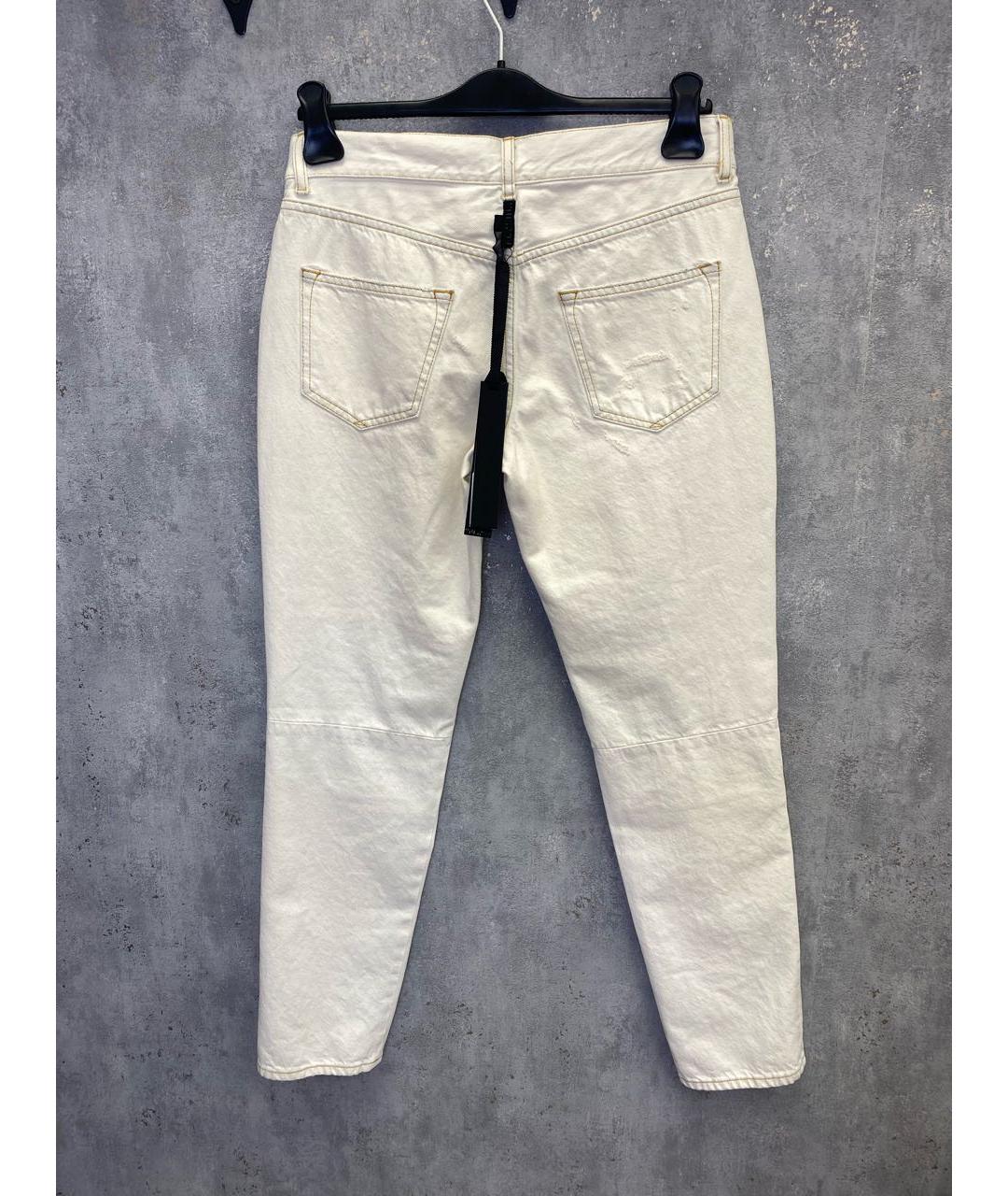 UNRAVEL PROJECT Белые хлопковые прямые джинсы, фото 3