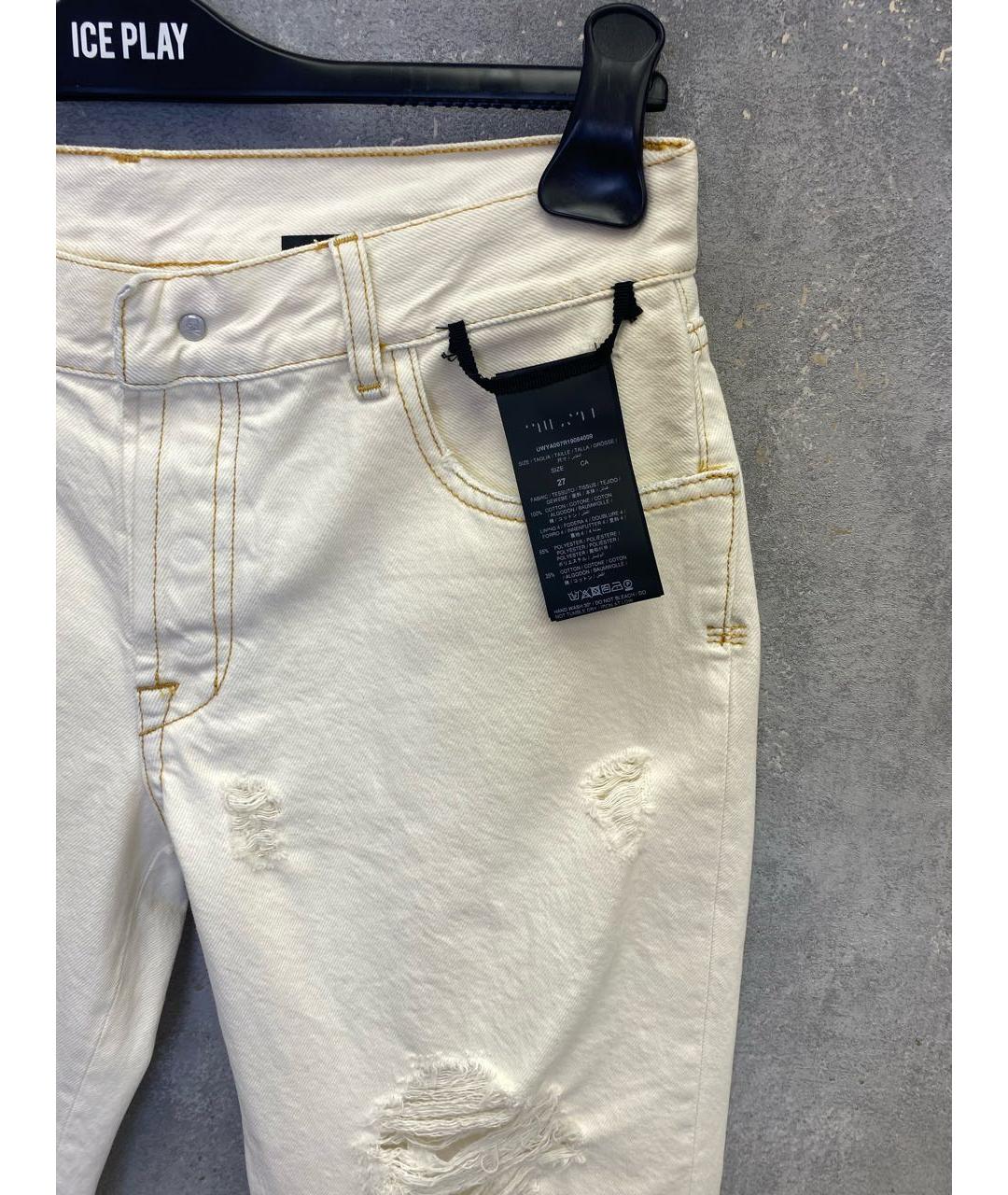 UNRAVEL PROJECT Белые хлопковые прямые джинсы, фото 2