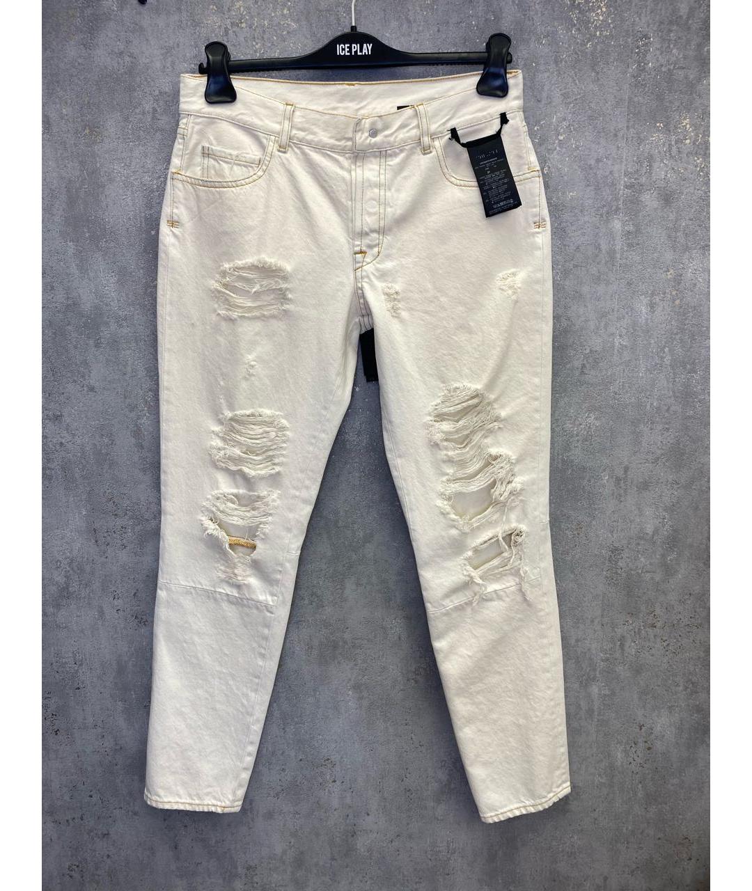 UNRAVEL PROJECT Белые хлопковые прямые джинсы, фото 5