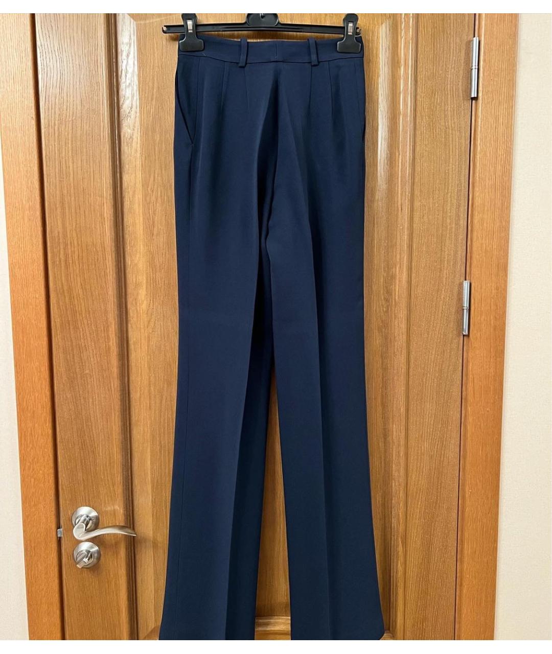 ERMANNO SCERVINO Темно-синие вискозные прямые брюки, фото 2