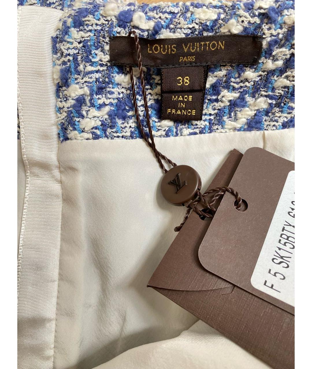 LOUIS VUITTON PRE-OWNED Голубая твидовая юбка миди, фото 5