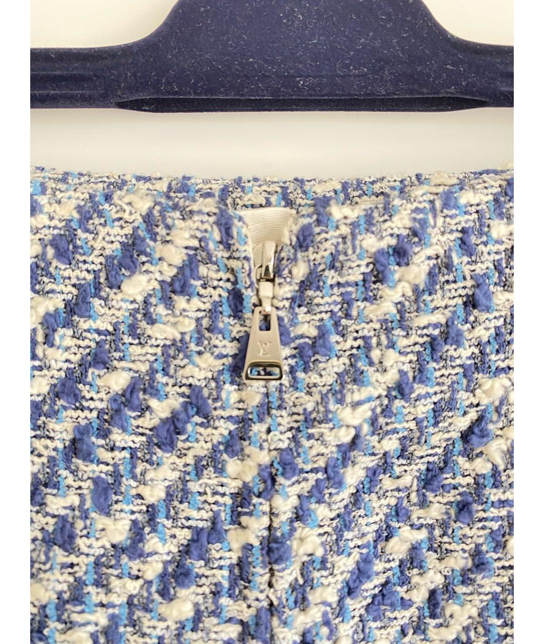 LOUIS VUITTON PRE-OWNED Голубая твидовая юбка миди, фото 4