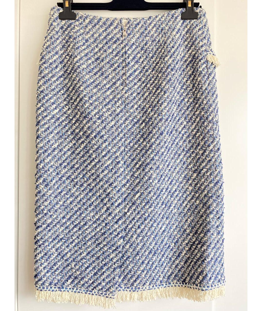 LOUIS VUITTON PRE-OWNED Голубая твидовая юбка миди, фото 2