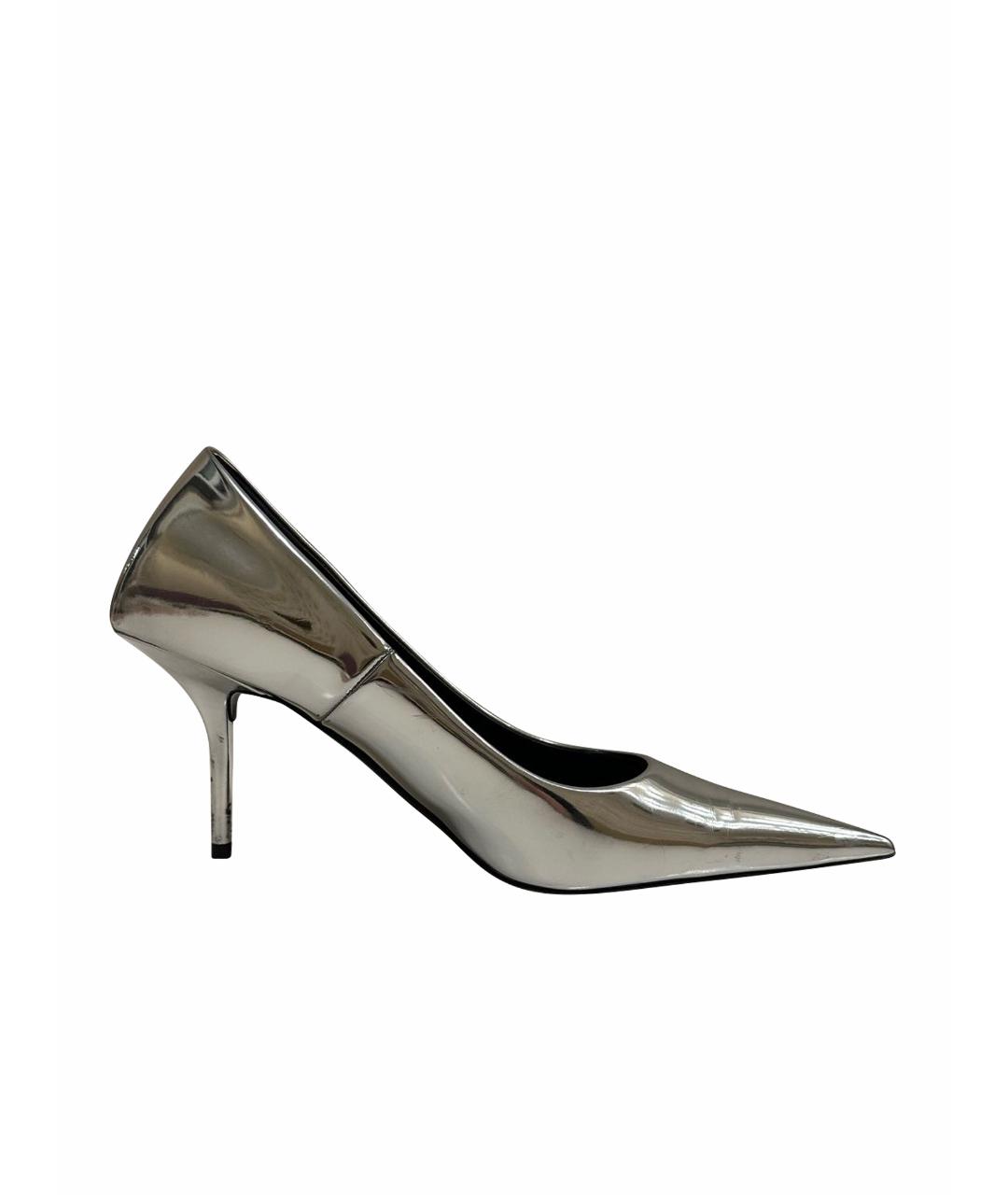 BALENCIAGA Серебряные кожаные туфли, фото 1