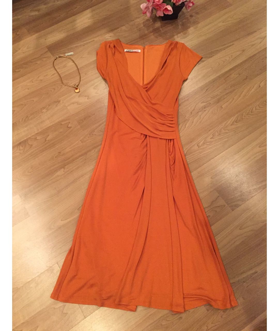 EMANUEL UNGARO Оранжевое вискозное повседневное платье, фото 9