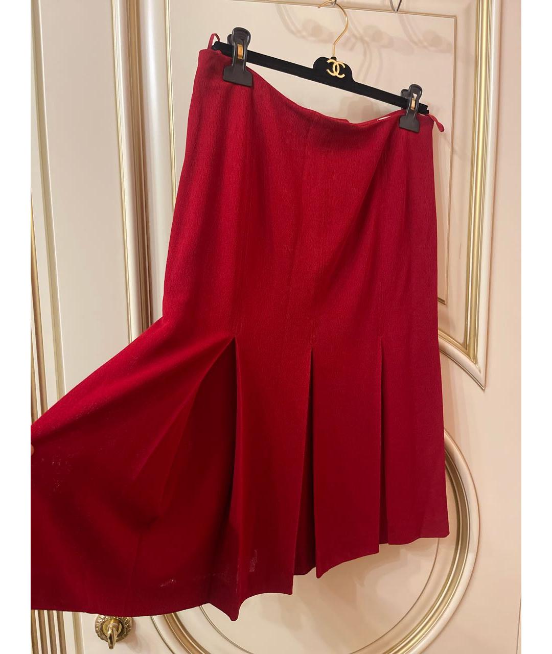 HERMES Красная вискозная юбка миди, фото 2