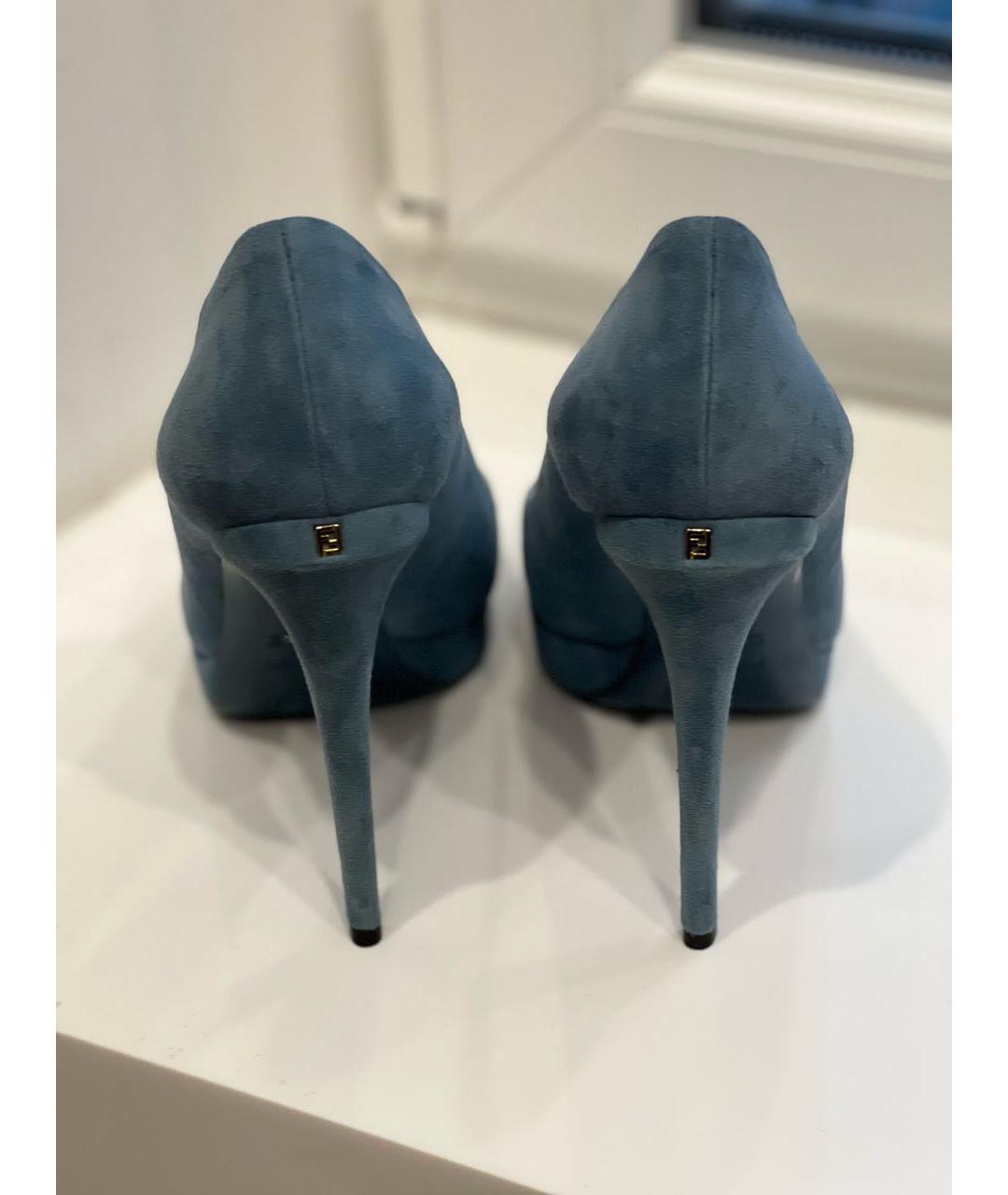 FENDI Голубые замшевые туфли, фото 2