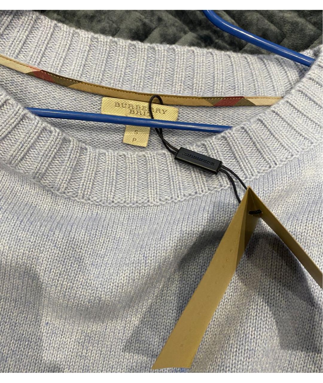 BURBERRY Голубой кашемировый джемпер / свитер, фото 6