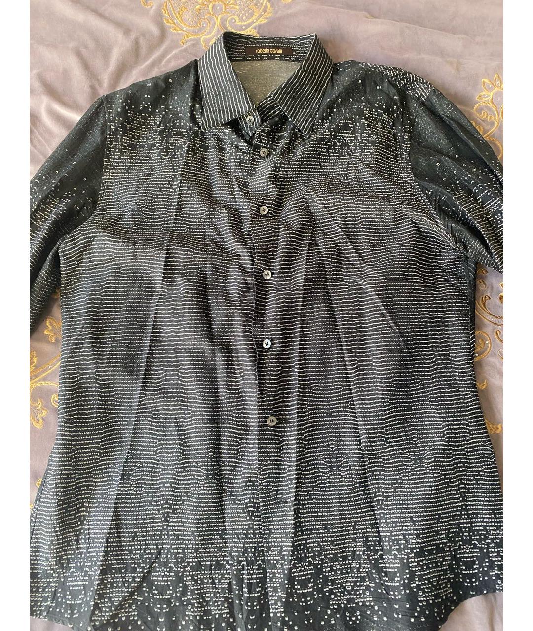 ROBERTO CAVALLI Черная хлопко-шелковая классическая рубашка, фото 5