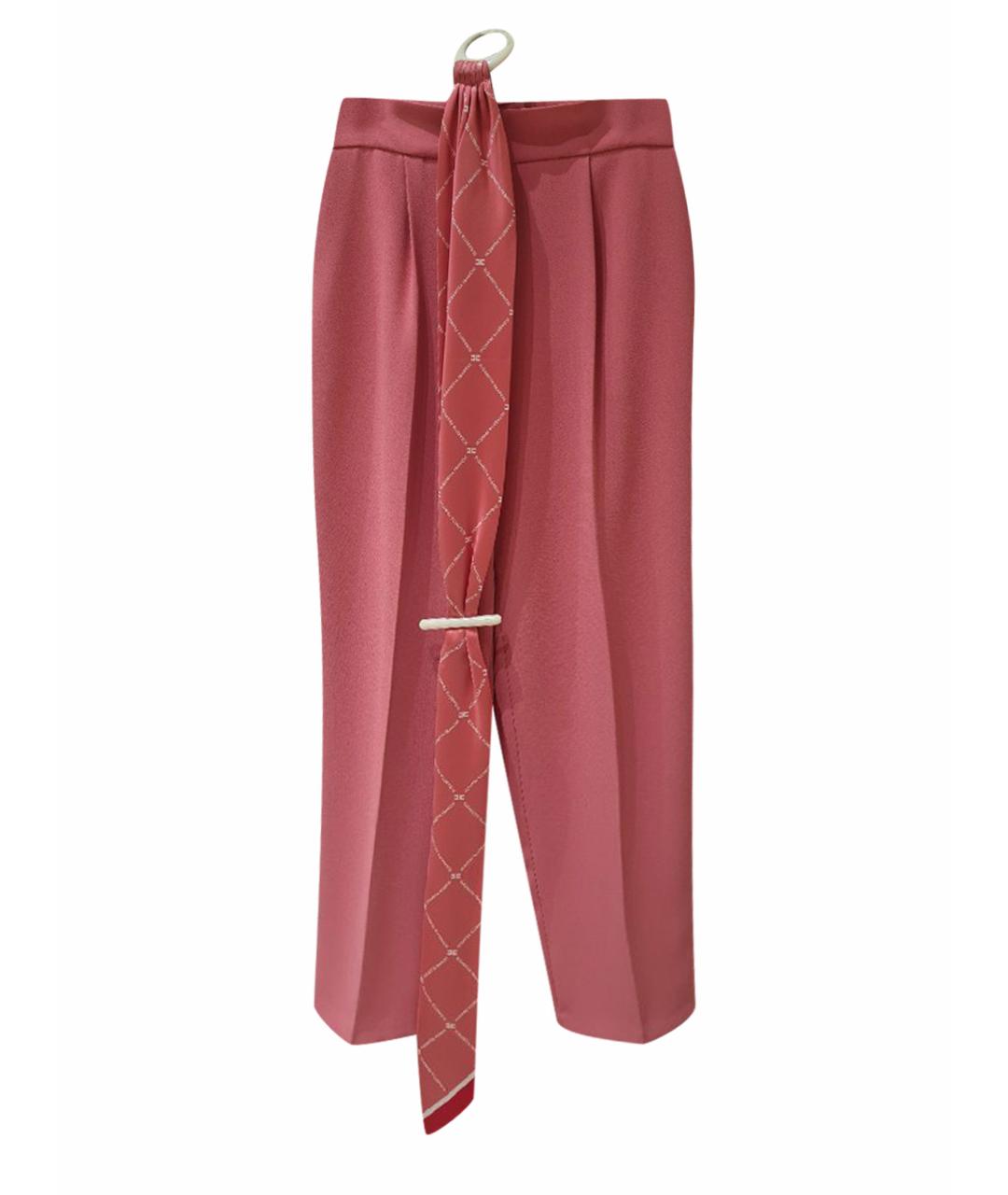 ELISABETTA FRANCHI Розовые полиэстеровые брюки узкие, фото 1