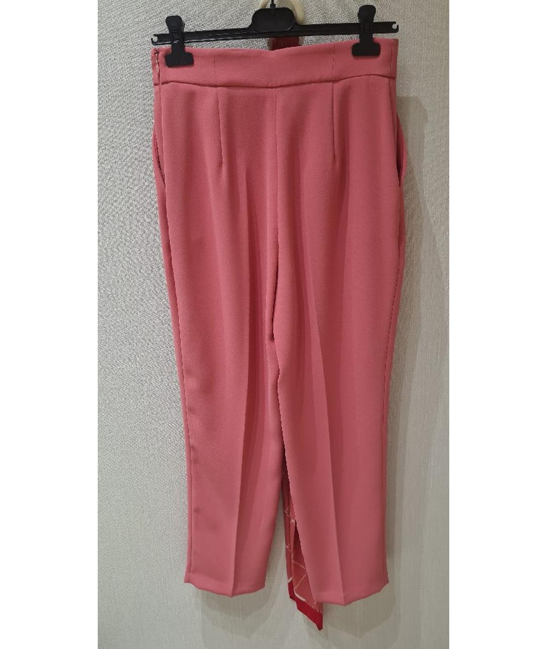 ELISABETTA FRANCHI Розовые полиэстеровые брюки узкие, фото 2